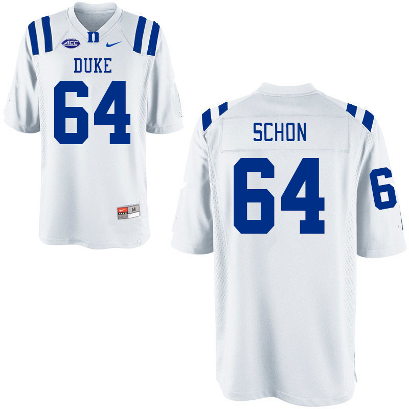 Men #64 Eric Schon Duke Blue Devils College Football Jerseys Stitched-White